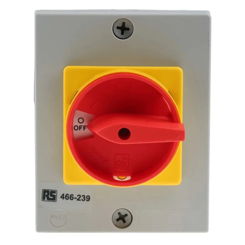 RS PRO 4-Pole DIN Rail Isolator Switch, IP65 Rated, 40A Switching Current, 15kW Power, Red Handle IP65
