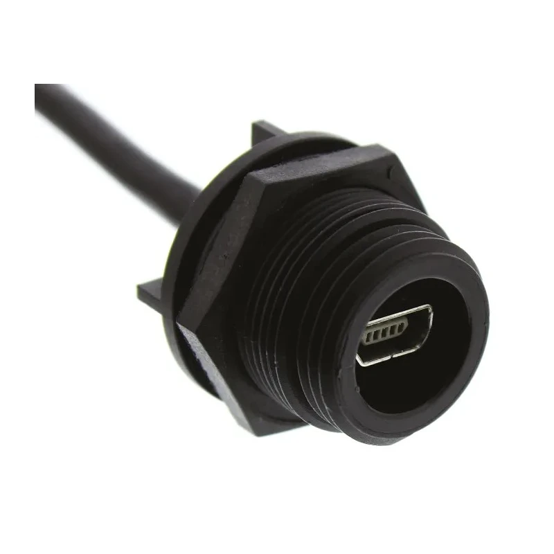 Bulgin USB Cable Male Mini USB Type AB Mountable to Male USB 2.0 6-Pin Header Black 100mm PX0457
