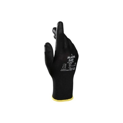 Mapa Black Textile Work Gloves Size 8 with Polyurethane Coating 548