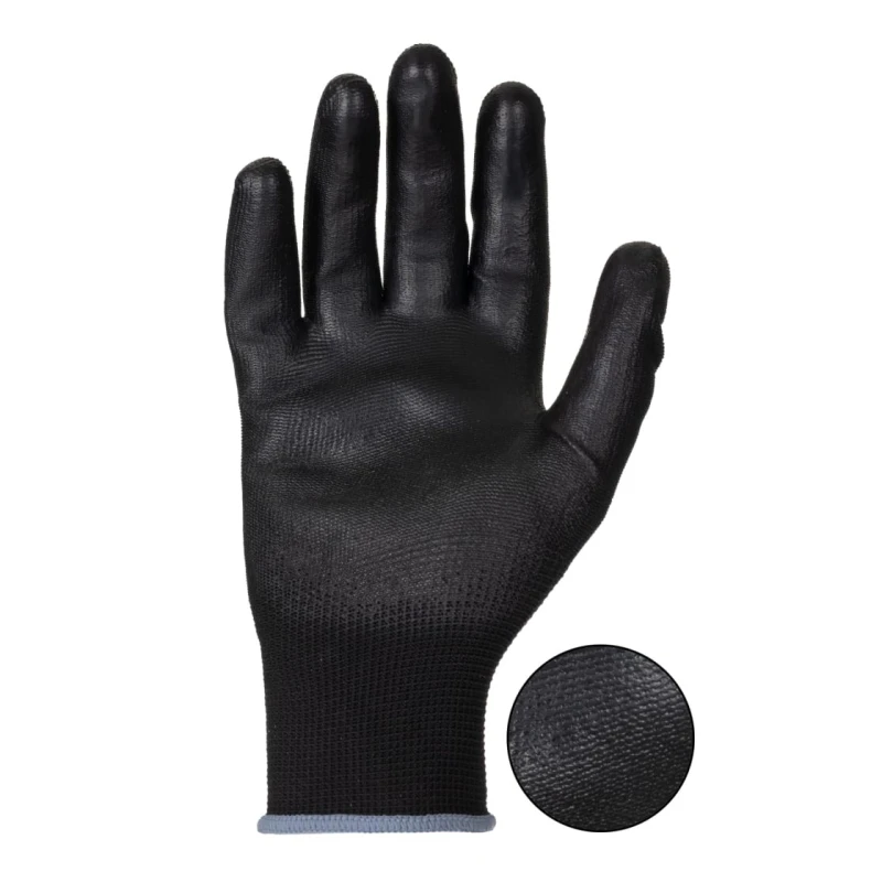 Mapa Black Textile Work Gloves Size 8 with Polyurethane Coating 548