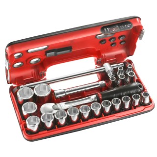 Facom 22-Piece 1/2 in Drive 6 Point Socket Set in Bright Chrome Finish SL.DBOX4