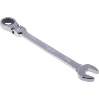 RS PRO Combination Ratchet Spanner 17 mm, 233mm Overall Length, Chrome Vanadium Steel, Chrome Finish 487-218