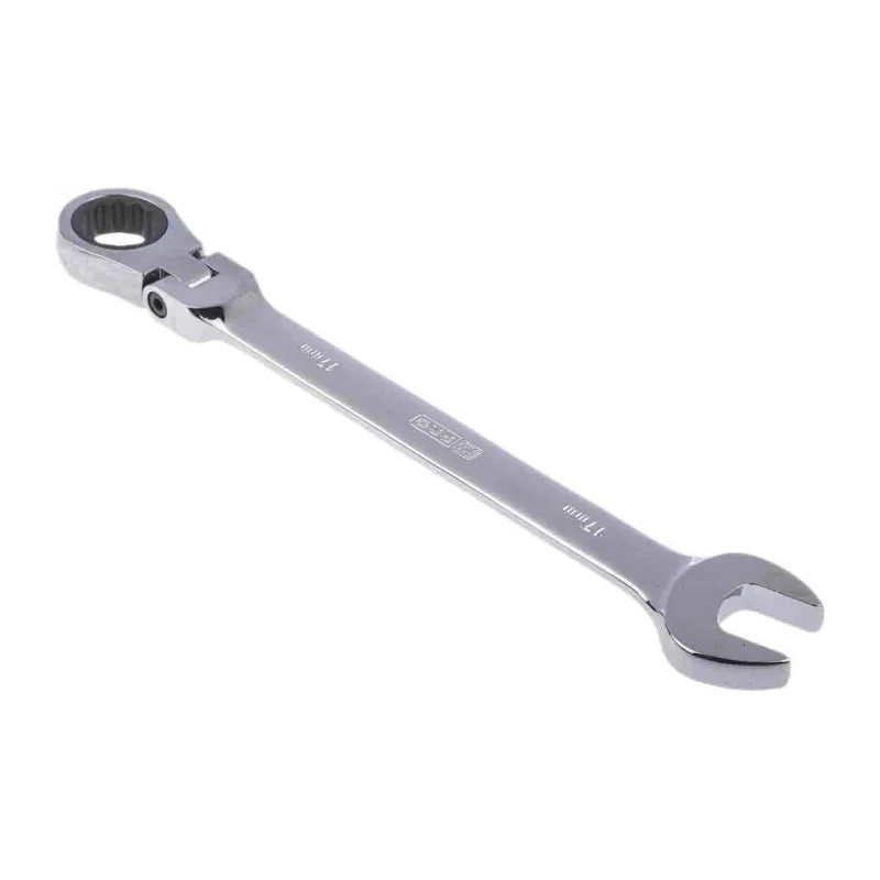 RS PRO Combination Ratchet Spanner 17 mm, 233mm Overall Length, Chrome Vanadium Steel, Chrome Finish 487-218