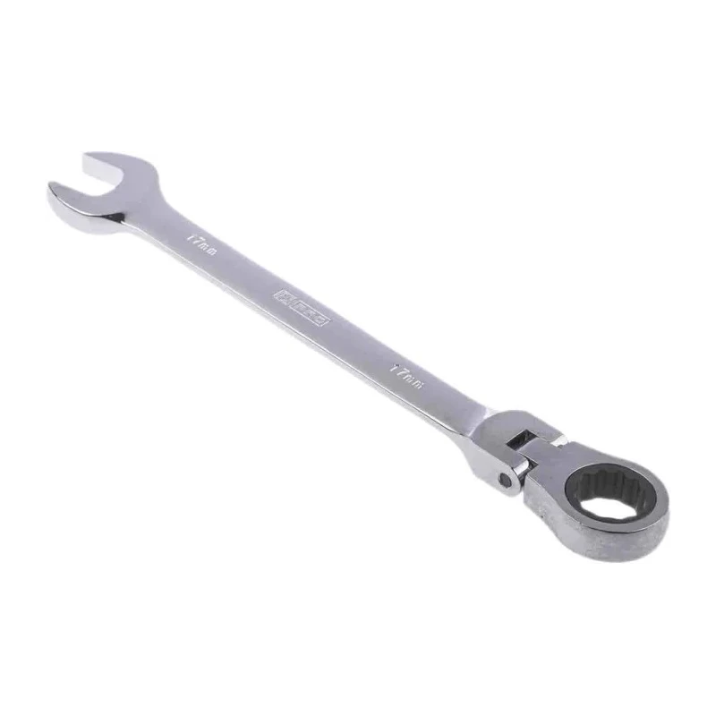 RS PRO Combination Ratchet Spanner 17 mm, 233mm Overall Length, Chrome Vanadium Steel, Chrome Finish 487-218