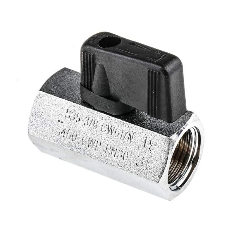 RS PRO Chrome Plated Brass Hydraulic Ball Valve G 3/8 in Threaded Port 2 Ports 30 bar 486-340