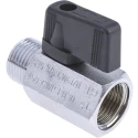RS PRO Chrome Plated Brass Hydraulic Ball Valve G 3/8 in Threaded Port 2 Ports 30 bar Pressure 486-366