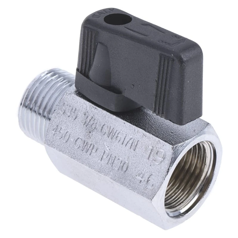 RS PRO Chrome Plated Brass Hydraulic Ball Valve G 3/8 in Threaded Port 2 Ports 30 bar Pressure 486-366
