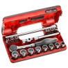Facom 18-Piece 3/8 in 12 Point Socket Set Chrome Vanadium Steel Bright Chrome Finish J.360DBOX112