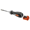 Bahco Ratcheting Screwdriver Bit Set 255mm Length 1/4 Inch Drive Stainless Steel 7 Pieces 808050