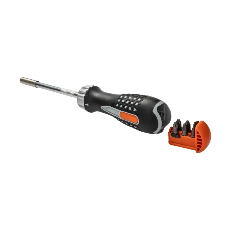 Bahco Ratcheting Screwdriver Bit Set 255mm Length 1/4 Inch Drive Stainless Steel 7 Pieces 808050