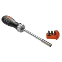 Bahco Ratcheting Screwdriver Bit Set 255mm Length 1/4 Inch Drive Stainless Steel 7 Pieces 808050