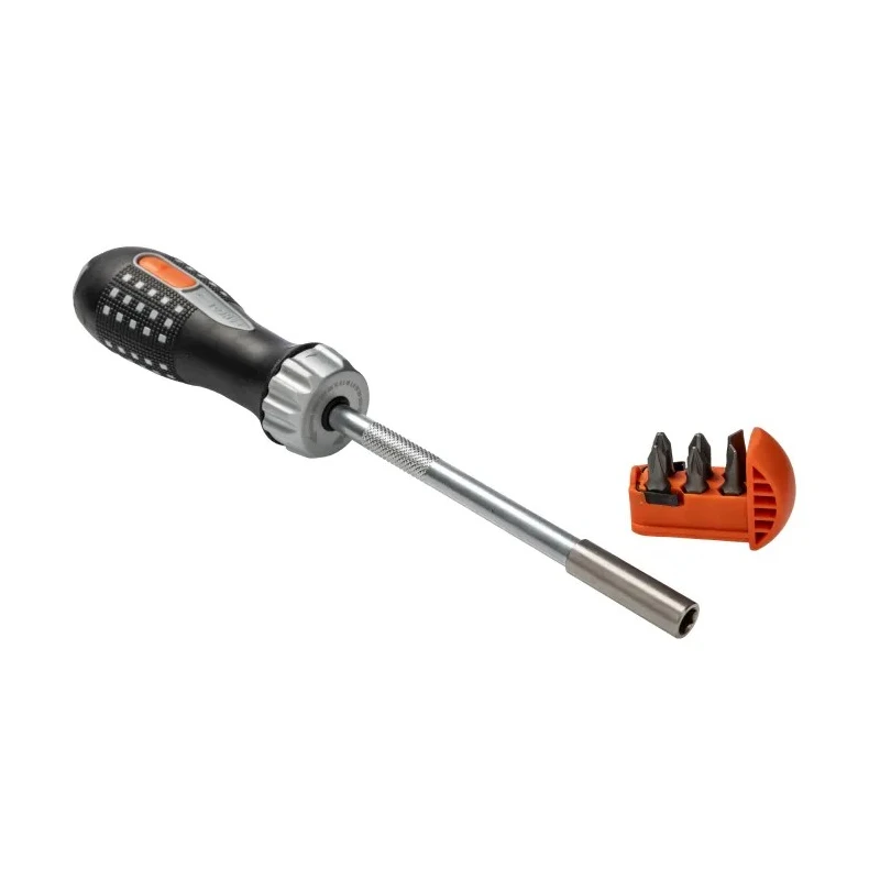 Bahco Ratcheting Screwdriver Bit Set 255mm Length 1/4 Inch Drive Stainless Steel 7 Pieces 808050