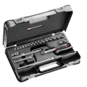 Facom 24-Piece 3/8 in Metric Socket Set Chrome Vanadium Steel Bright Chrome Finish J.161-4P12