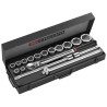 Facom 17-Piece 3/4 in Hexagon Socket Set Chrome Vanadium Steel Bright Chrome Finish KL.411