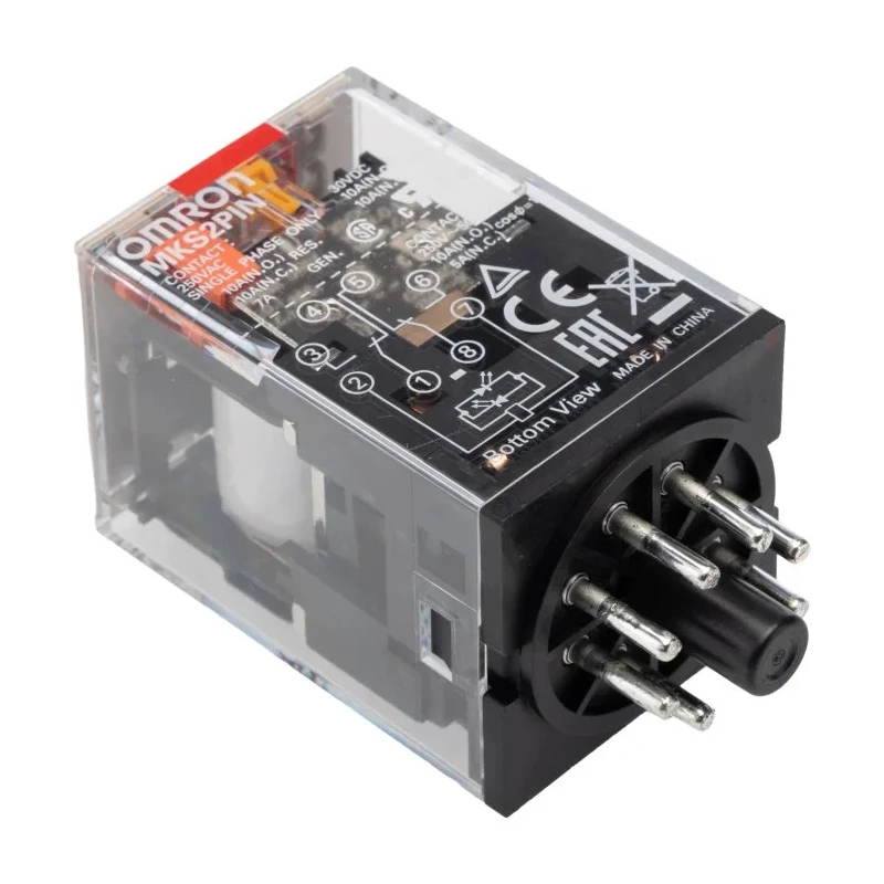 Omron Power Relay, 24V AC Coil Voltage, 10A Switching Current, DPDT Contact Configuration MKS2PIN 24VAC