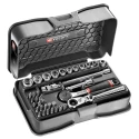 Facom 37-Piece 1/4 in Hexagon Socket Set Chrome Vanadium Steel Bright Chrome Finish R.161-6P6HX