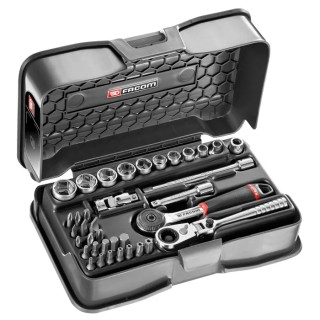 Facom 37-Piece 1/4 in Hexagon Socket Set Chrome Vanadium Steel Bright Chrome Finish R.161-6P6HX