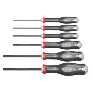 Facom Hexagon Standard Screwdriver Set, 6-Piece, Tip Sizes 2-6 mm, Ergonomic Protwist Handle ATWHH.JT6
