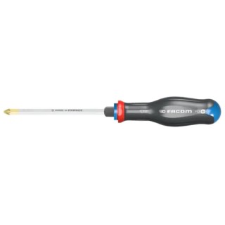 Facom Pozidriv Screwdriver with PZ1 Tip, 100 mm Blade Length, 209 mm Overall Length, Silicon Carbon Blade ATWDH1X100