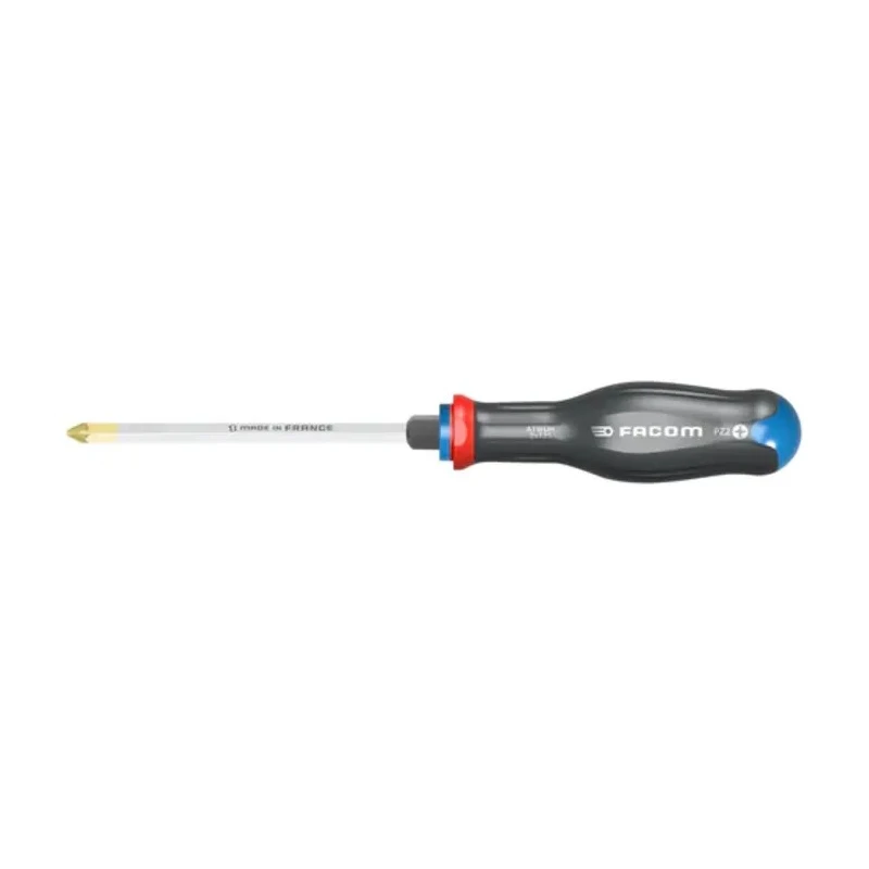 Facom Pozidriv Screwdriver with PZ1 Tip, 100 mm Blade Length, 209 mm Overall Length, Silicon Carbon Blade ATWDH1X100