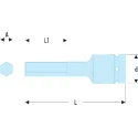 Facom 22 mm 3/4 in Drive Hexagon Impact Socket, 100mm Length NKHM.22