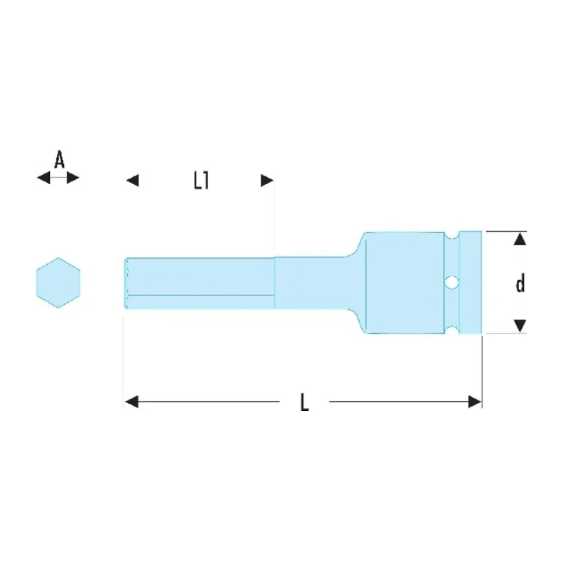 Facom 22 mm 3/4 in Drive Hexagon Impact Socket, 100mm Length NKHM.22