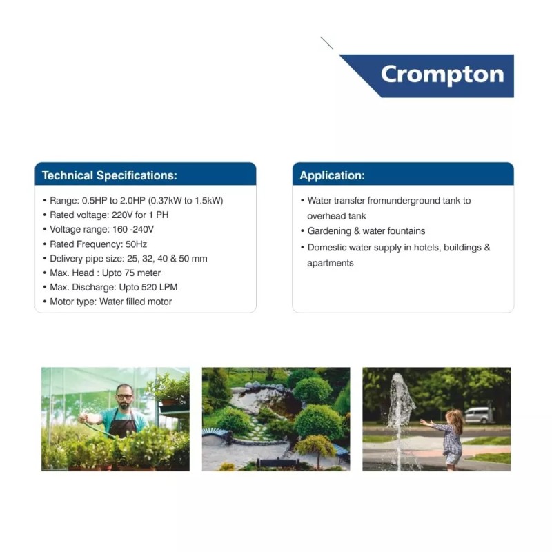 Crompton OWE052(1PH)Z-21T*** 0.5 HP Openwell Submersible Pump