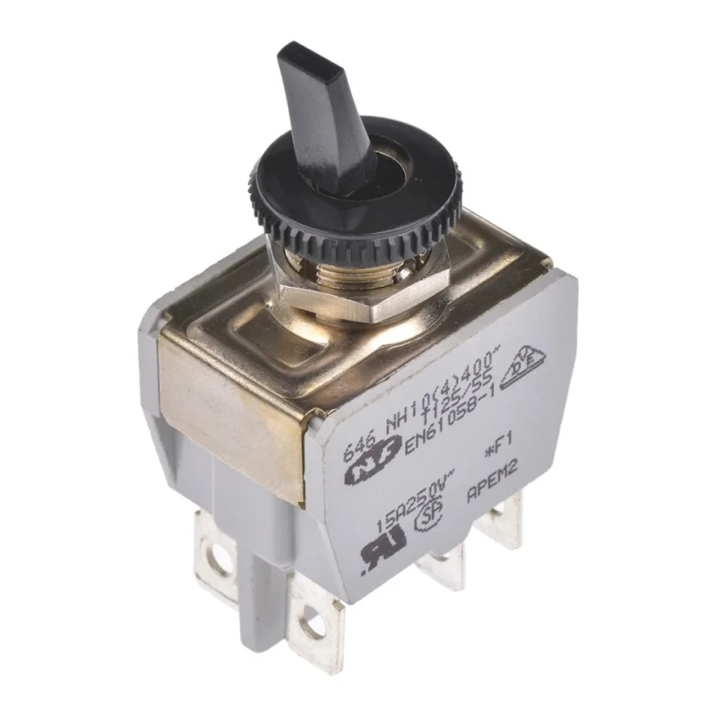 APEM Toggle Switch Panel Mount On-On DPDT Tab Terminal 24 V dc 250 V ac 646NH/2