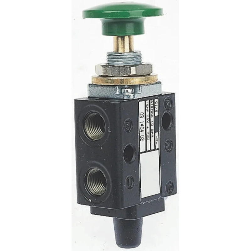 Norgren Knob Pneumatic Manual Control Valve 03 Series, G 1/8 Threaded Port, 3/2 Function, Polymer Body 03140402