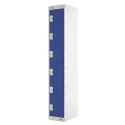 RS PRO 6 Door Steel Blue Industrial Locker 1800 mm x 300 mm x 450 mm 521-352