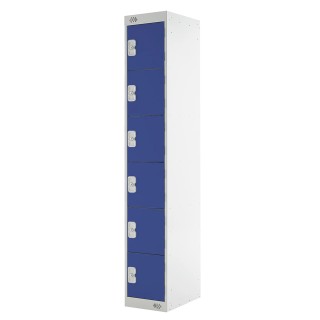 RS PRO 6 Door Steel Blue Industrial Locker 1800 mm x 300 mm x 450 mm 521-352