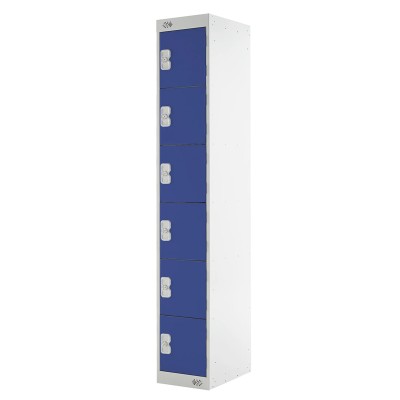 RS PRO 6 Door Steel Blue Industrial Locker 1800 mm x 300 mm x 450 mm 521-352