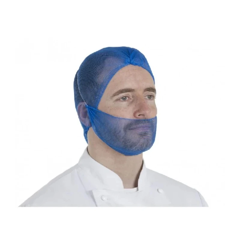 Hairtite Blue Disposable Beard Mask Polypropylene XL for Food and Industrial Applications H1534