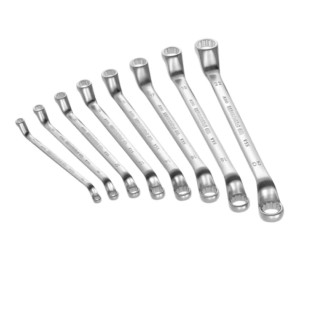 Facom 10-Piece Offset Ring Spanner Set, Sizes 1/4 x 5/16 to 1 1/8 x 1 1/4 in, Model 55A.JU10