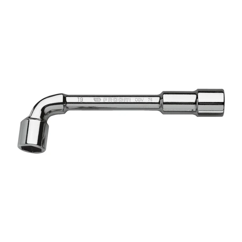 Facom 7/16 in Socket Wrench with Tube Handle, Chrome Vanadium Steel Satin Chrome Finish, 136mm Overall Length 75.7/16