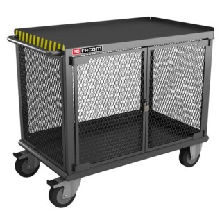 Facom Heavy Duty Metal Trolley 1 Shelf, 2 Fixed + 2 Swivel Rubber Wheels, 1092mm x 617mm x 903mm, 500 kg Load Capacity 2703