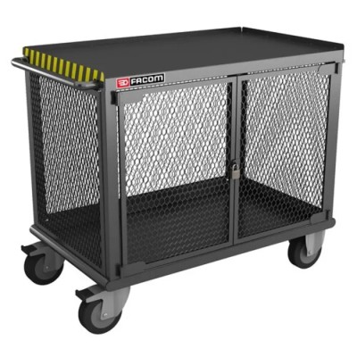 Facom Heavy Duty Metal Trolley 1 Shelf, 2 Fixed + 2 Swivel Rubber Wheels, 1092mm x 617mm x 903mm, 500 kg Load Capacity 2703