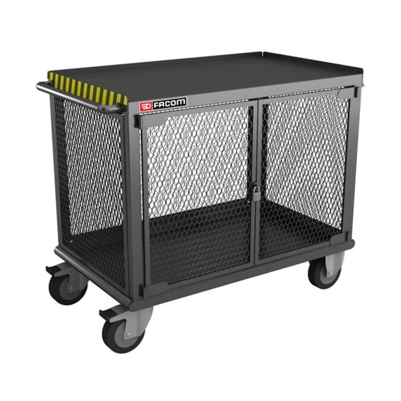 Facom Heavy Duty Metal Trolley 1 Shelf, 2 Fixed + 2 Swivel Rubber Wheels, 1092mm x 617mm x 903mm, 500 kg Load Capacity 2703