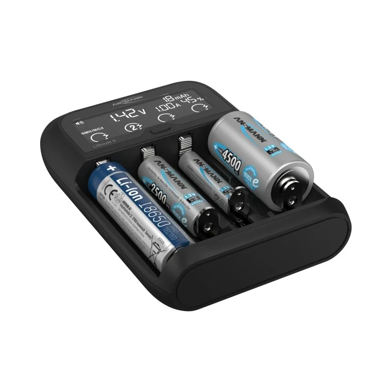 Ansmann Battery Charger for Lithium-ion, LiFePO4, NiMH Batteries, 650 mA, Compatible with AAA, C, AA, Worldwide 1001-0122