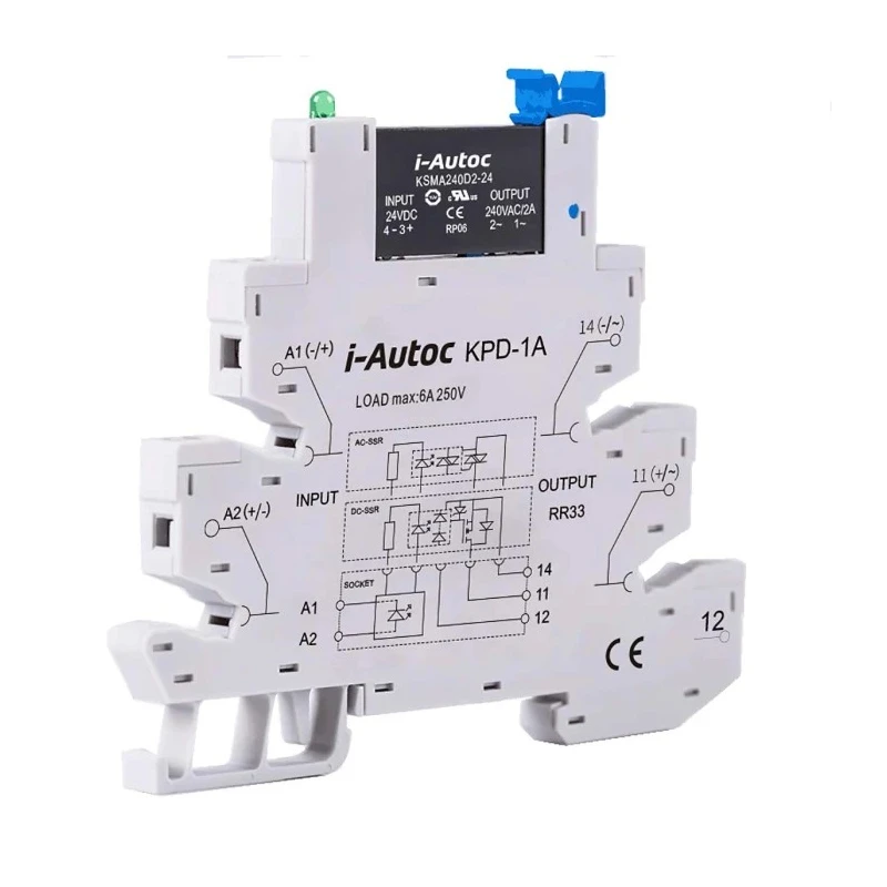 i-Autoc KSMA Series Single Phase AC Output Solid State Interface Relay DIN Rail PCB Terminal KSMA240D2-24D