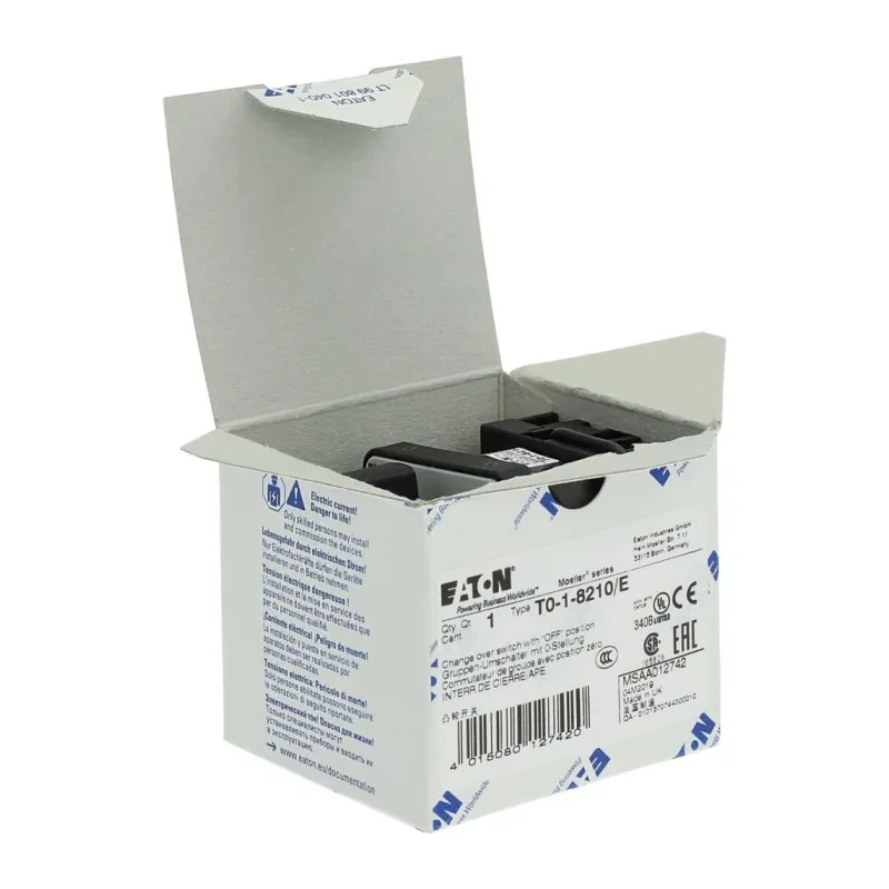 Eaton 3 Position 60° Toggle Actuator Cam Switch 20A 690V AC Flush Mount 012742 T0-1-8210/E