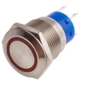 RS PRO Illuminated Momentary Push Button Switch, Panel Mount, 19.2 mm Cutout, SPDT, Red LED, IP67, 250 V AC 5A 111-5774