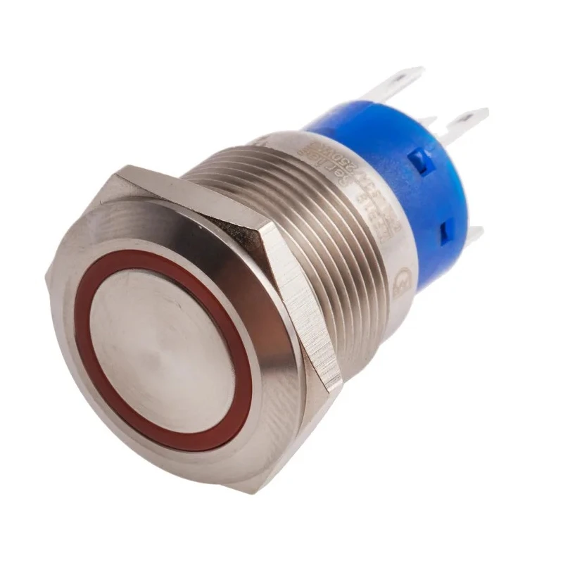 RS PRO Illuminated Momentary Push Button Switch, Panel Mount, 19.2 mm Cutout, SPDT, Red LED, IP67, 250 V AC 5A 111-5774
