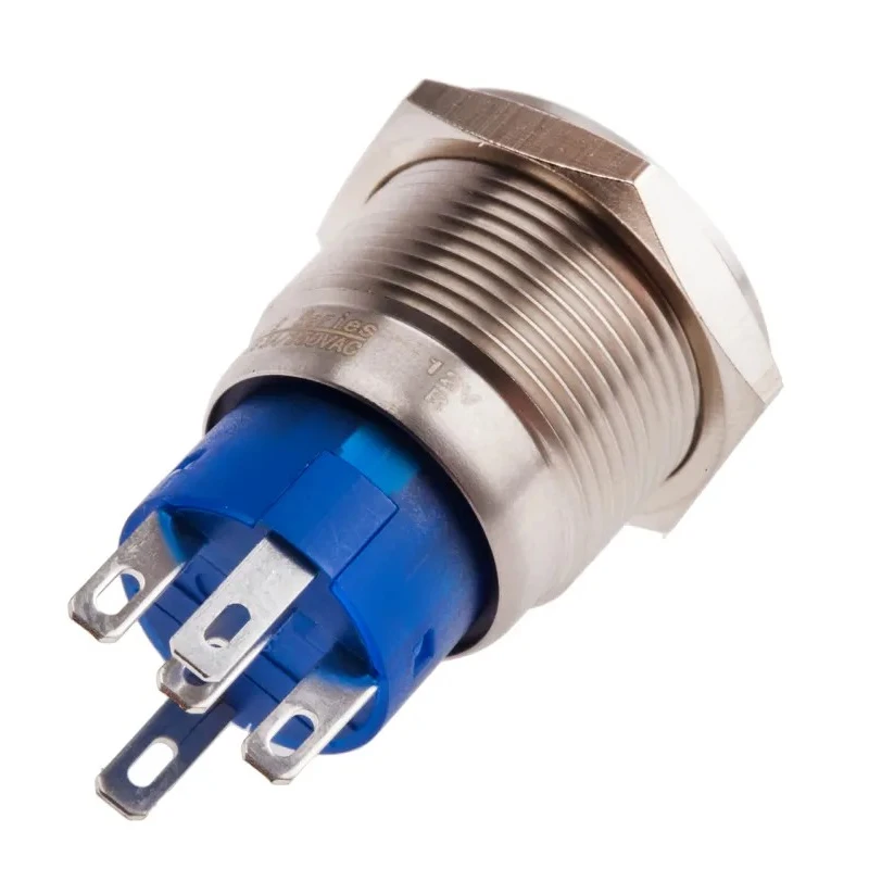RS PRO Illuminated Momentary Push Button Switch, Panel Mount, 19.2 mm Cutout, SPDT, Red LED, IP67, 250 V AC 5A 111-5774