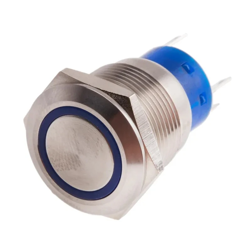 RS PRO Illuminated Momentary Push Button Switch Panel Mount SPDT Blue LED IP67 250V AC 111-5788