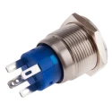 RS PRO Illuminated Momentary Push Button Switch Panel Mount SPDT Blue LED IP67 250V AC 111-5788
