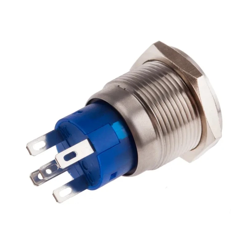 RS PRO Illuminated Momentary Push Button Switch Panel Mount SPDT Blue LED IP67 250V AC 111-5788
