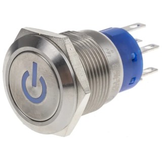 RS PRO Illuminated Latching Push Button Switch DPDT Panel Mount 19 mm Cutout White LED IP67 250 V 250V AC 111-5804