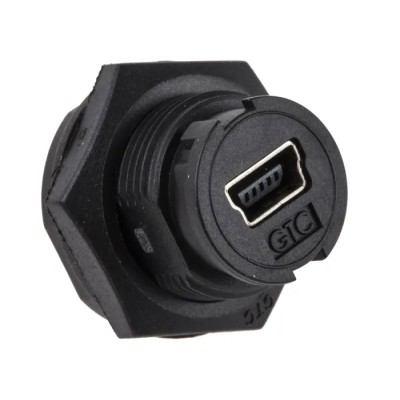 RS PRO USB Connector Mini USB Type B to B Panel Mount Female/Female Straight IP67 Rated IP67