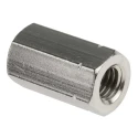 RS PRO 24 mm Plain Stainless Steel Hexagonal Coupling Nut, M8, DIN 6334, Right Hand Thread, Model 825-275
